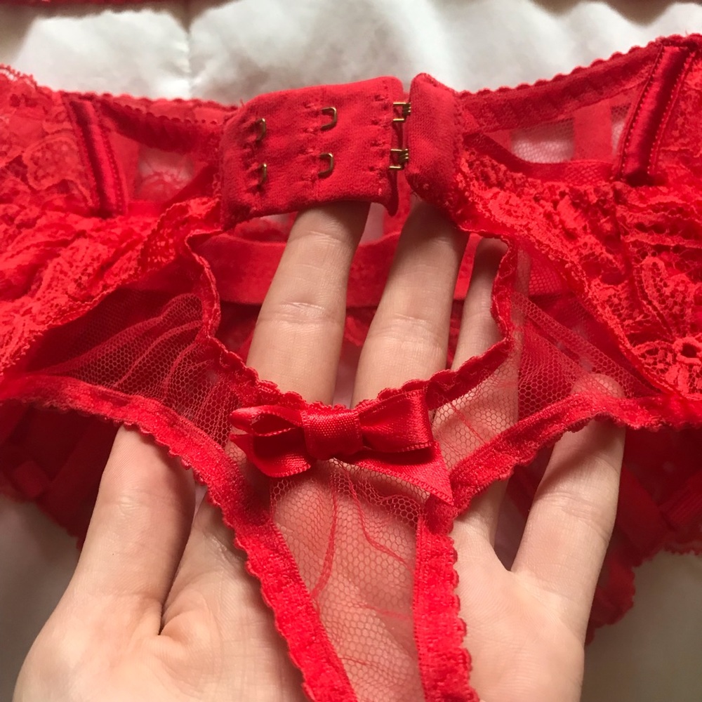 SOLD // AP Rozlyn SET Knickers Forever Bra (32DD) & Suspender Thong (2) w Straps - Picture 5 of 8